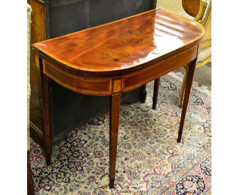 A George III mahogany and tulipwood banded card table 