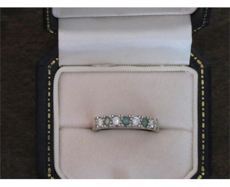 9ct gold emerald and diamond ring.  SZ  Q