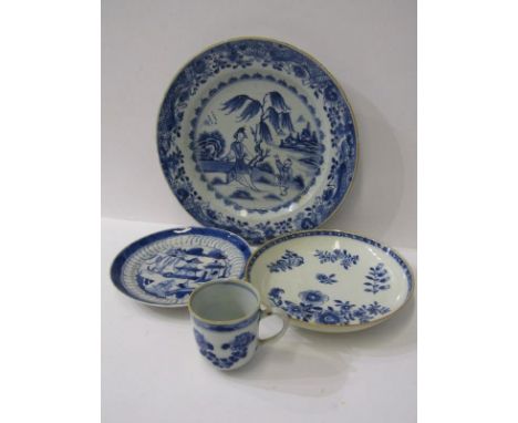 ORIENTAL CERAMICS, Chinese underglaze blue desert plate decorated with Mother and Child playing, 2 similar saucers and tea cu