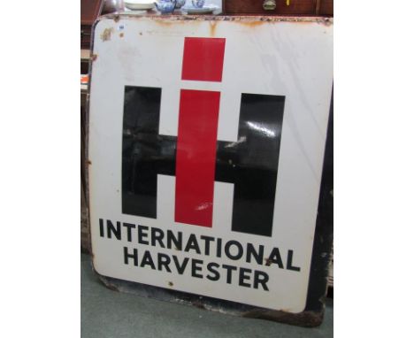 ENAMEL SIGN, Large International Harvester enamel sign 42" high 36" wide