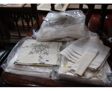 TEXTILES, good collection of embroidered and crotchet edged tableware 