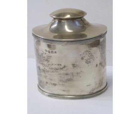 SILVER TEA CADDY, HM silver oval bodied tea caddy, Birmingham 1919, maker GU, 230 grams 