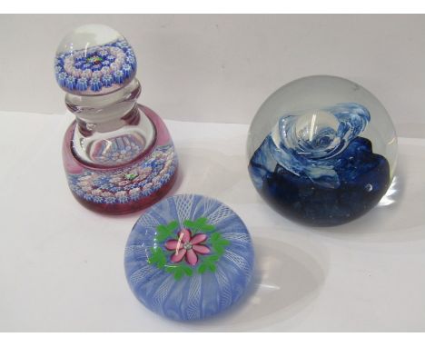 PAPERWEIGHTS, Perthshire limited edition floral domed glass paperweight, also Caithness "Quicksilver" design paperweight and 