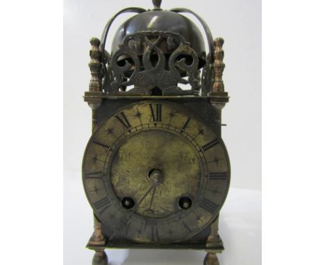 LANTERN CLOCK, brass replica bell domed lantern clock, 9.5" height