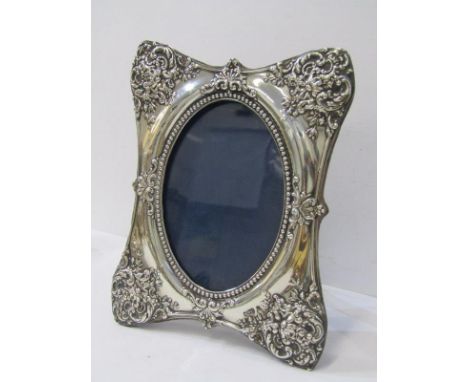 SILVER PHOTO FRAME, Edwardian HM silver easel photo frame with ornate floral embossed decoration, Sheffield, possibly 1903, m