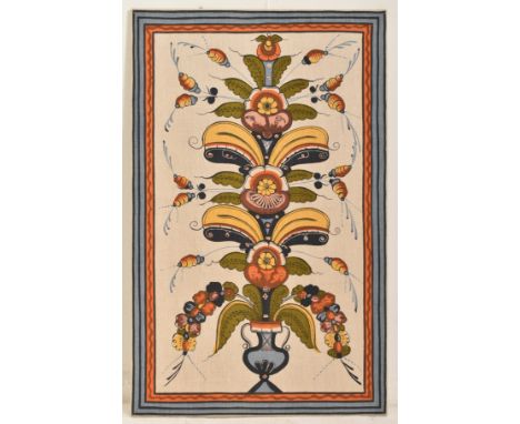 Jobs Handtryck - A vintage 20th century&nbsp;Swedish painted fabric wall hanging in the style of&nbsp;Hjelt Per Persson, Lake