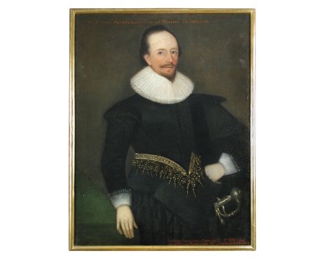 English Provincial School, 17th Century  Portrait of Sir Henry Frankland, circa 1636 inscribed along the top and lower right 