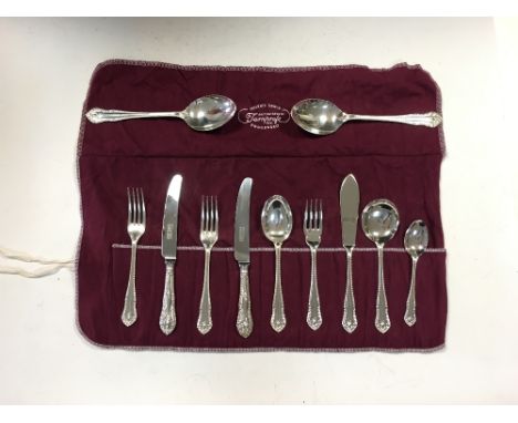 A silver twelve place cutlery & flatware service, by United Cutlers of Sheffield, Sheffield 1991, 'Gadroon' pattern, each pla