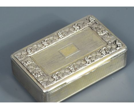 A George III silver gilt snuff box, by Thomas Pemberton and Robert Mitchell, London 1818, of rectangular form, the body engin