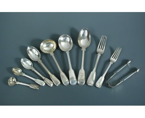 A set of Victorian silver flatware, with George V additions, the main set by John Aldwinckle & Thomas Slater, London 1892, 'F