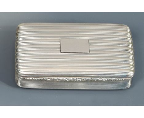 A William IV silver snuff box by Nathaniel Mills, Birmingham 1835, of rectangular form, the body fluted and reeded all over, 