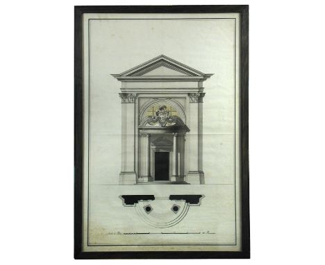 Italian School, 18th Century  Architectural studies - A study of the façade of the Church of Sant'Andrea al Quirinale; A stud