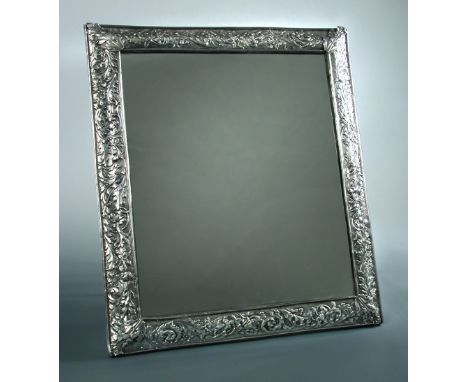 A William III silver mounted easel mirror,  sponsor's mark IS, a pillar between (Jackson's p143), London 1697, Sterling silve