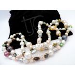 36 Inch Multi Colour Cultured Pearl Necklace New with Gift Pouch