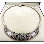 Sterling Silver Multi Colour 14CT Tourmaline Necklace 58 grams New with Gift Box