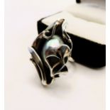 Artisan Sterling Silver Cultured Pearl Foliate Ring