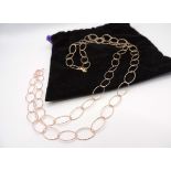 Rose Gold on Sterling Silver 36 inch Oval Open Link Necklace New with Gift Box