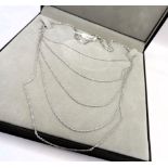 Sterling silver 5 Strand Diamond Cut Waterfall Chain Necklace New with Gift Box