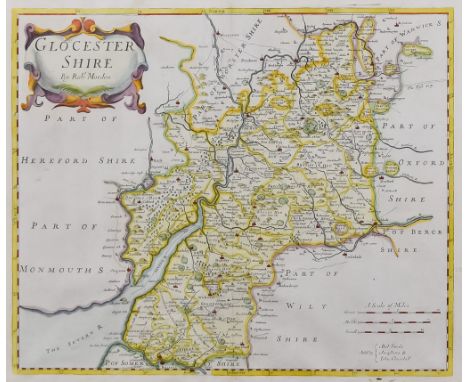 Robert Morden (1650-1703) - Coloured engraving - Map of Gloucestershire, 14.5ins x 17ins, and R Creightom (18th Century), J&a