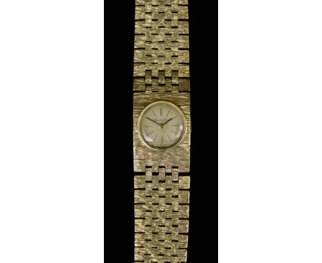 A 9ct Gold Lady's Manual Wind Wristwatch by Bueche Girod, 9ct gold case, 16mm diameter, gold dial with black baton numerals, 