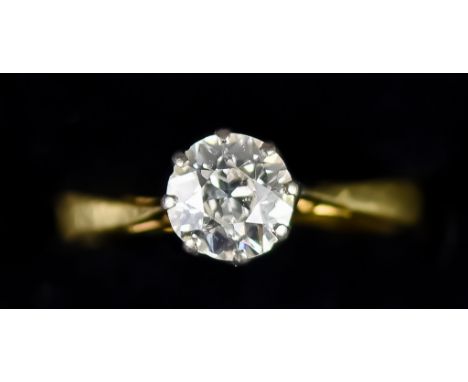 An 18ct Gold Solitaire Diamond Ring, Modern, set with a solitaire diamond, approximately 1ct, size N, gross weight 4.3g