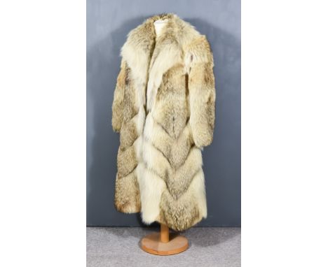 A Lady's Wolf Fur Full-Length Coat by Charles Fenton of London, with embroidered initials 'SALF' to lining, size 10Condition 