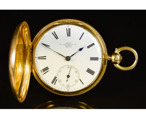 An 18ct Gold Full Hunter Cased Pocket Watch by Dent, 35 Cockspur St, London, Serial No.24898, signed to the mechanism and ins