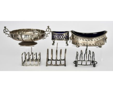 An Edward VII Silver Circular Two-Handled Shallow Bowl and Mixed Silver Ware, the shallow bowl by Carrington &amp; Co. Birmin
