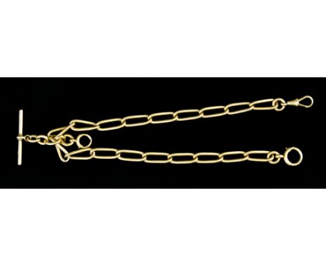 An 18ct Gold Elongated Link Double Albert Watch Chain, 370mm overall, gross weight 72.5g