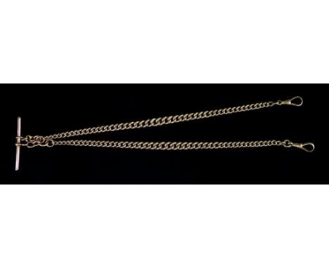A 9ct Rose Gold Double Albert Watch Chain, 410mm overall, gross weight 32.5g
