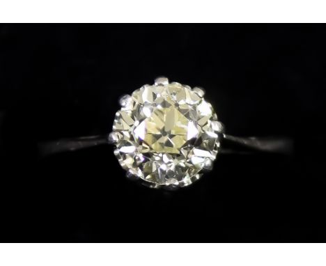 A Platinum Solitaire Diamond Ring, Modern, set with a solitaire diamond, approximately 1.5ct, size L+, gross weight 4.1g