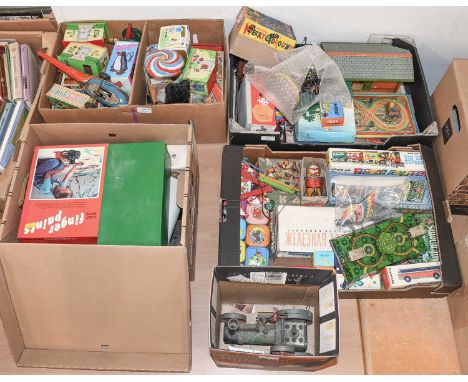 A Quantity of Assorted Tin and Other Toys, including: Spot-On Toni Bell icecream van, Soviet Novelty Toys, Hornby Goods platf