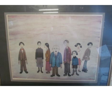 L.S. Lowry - a signed print 'His Family' signature to lower right and with Fine Art Trade Guild blind stamp, framed and glaze