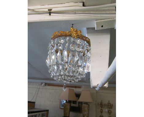 A basket ceiling light with small top