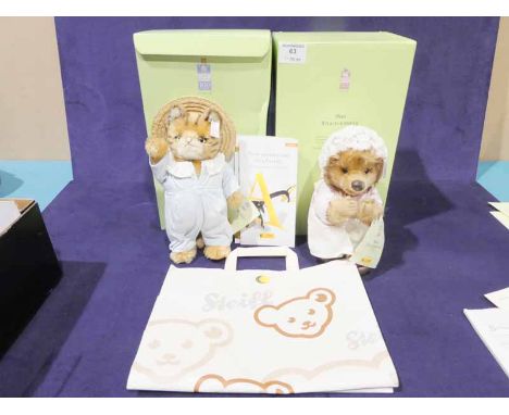 Two Steiff Beatrix Potter Character Soft Toys, Tom Kitten and Mrs Tiggy Winkle both boxed circa 2005