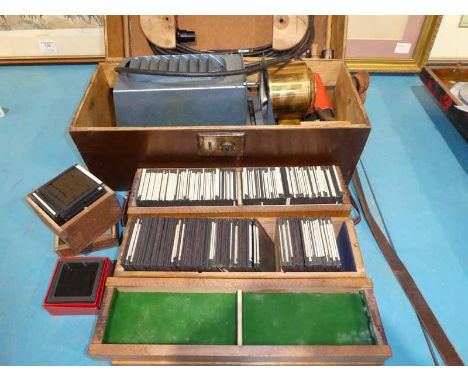 1930s electric magic Lantern style Projector and four boxes of slides