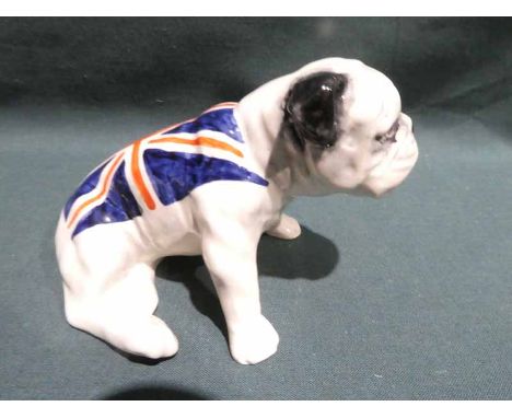 A Carlton Ware pottery model of a British Bulldog with Union Flag - seated 