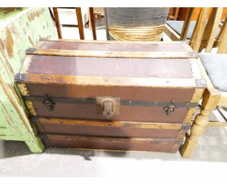 Small wood bound Cabin Trunk 