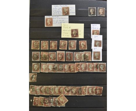 A collection of Victorian stamps, presented in a Briefmarken brown stockbook, the first page having two penny blacks, QJ and 