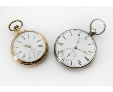 An early 20th century 14ct gold cased lady's open faced pocket watch, with some enamel to engraved rear cover, AF, marked to 