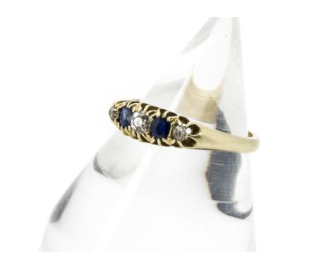 A Victorian 18ct gold sapphire and diamond five stone ring, 3.3g and size O 