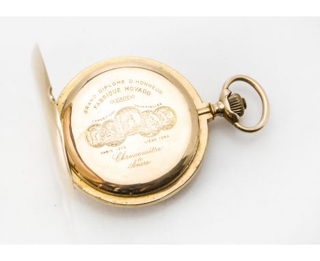 An early 19th century Surete 18ct gold full hunter pocket watch, with engraved monogram to cover, white enamel dial, damaged,