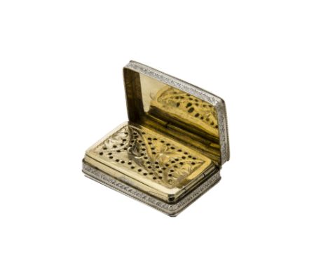 A Victorian silver vinaigrette by Edward Smith, engine turned outer to rectangular caseThere are typical damages related to a