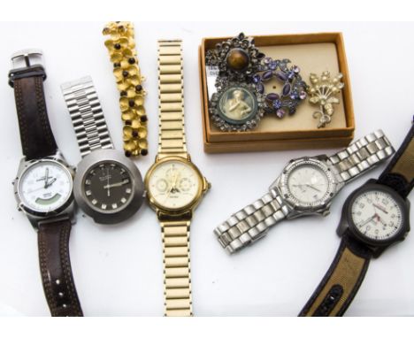 A collection of watches and other items, including a Bulova Accutron, two Timex Expeditions, together with a 9ct gold mounted