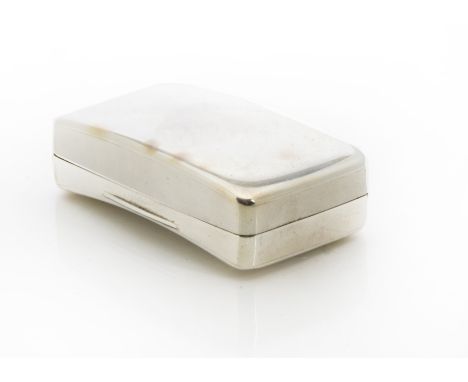 A George III silver snuff box by John Shaw, of rectangular plain curved form, Birmingham 1811Typical damage for its age, no o