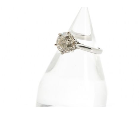 A modern diamond solitaire ring, the brilliant cut of approx 3ct in an 18ct white gold mount, 3.7g and size L the diamond has