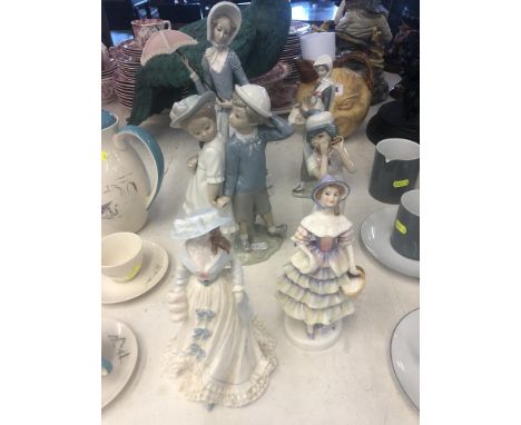 Six porcelain dolls inc. Lladro and Doulton