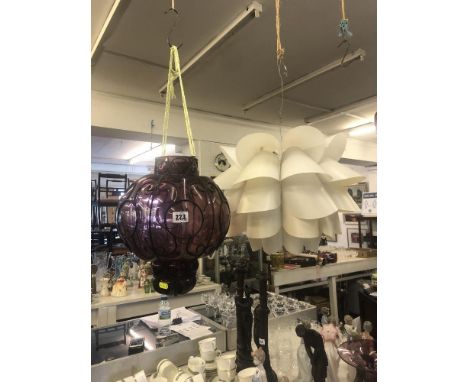 A 1960's lamp shade plus a iron and glass shade
