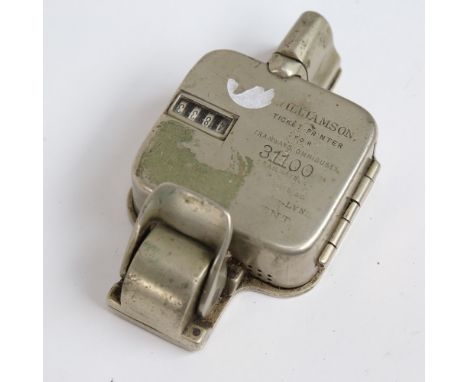 A Williamson ticket punch printer for tramways omnibuses railways steam boats etc, serial no. 31100, length 13cm 