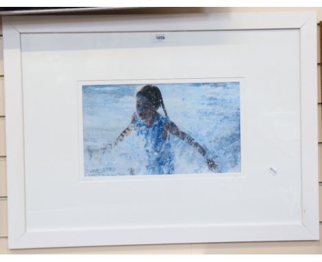 Diana Thompson, artist's proof colour print, girl at the beach, signed and numbered in pencil, framed, overall frame dimensio